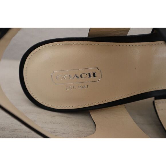 Coach Q1375 Women's Sz 10B Black Bertta Vachetta Leather Heeled Sandals - Picture 9 of 13